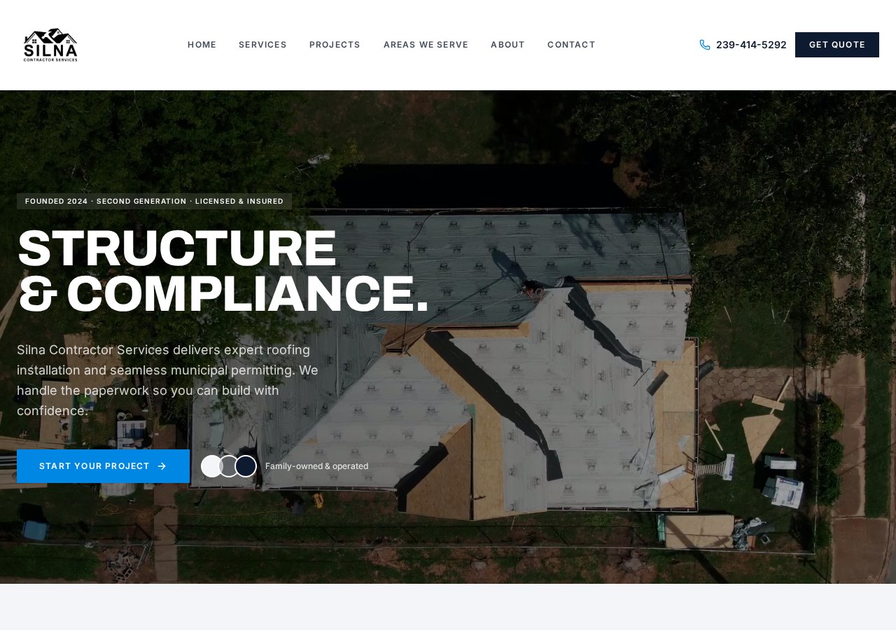 Silna Contractor Services website homepage